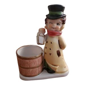 Vintage 1978 Jasco Christmas Luvkins Hand Painted Porcelain Figurine With Holder